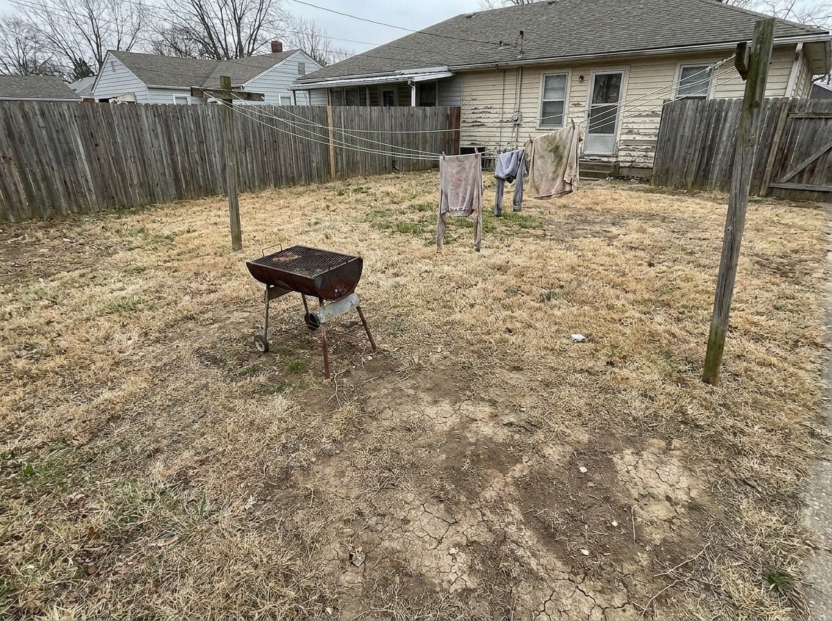 Neglected backyard before transformation